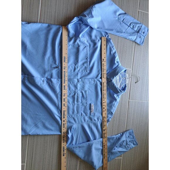 Lot of 2 Columbia PFG Omni-Shade Long-Sleeve Fishing Shirts Coral Blue Vented L - Picture 10 of 16